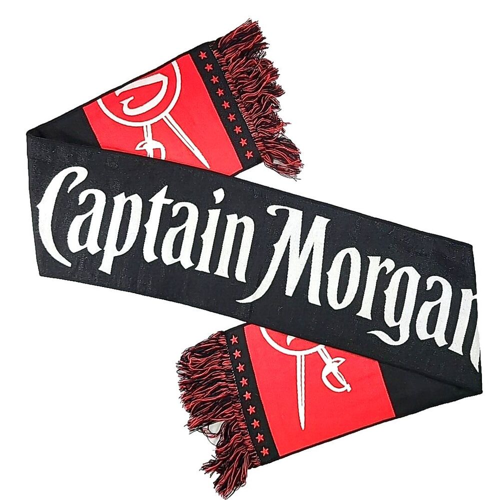 Captain Morgan Rum Winter Scarf #Like A Captain Pirate Logo Black Red White Rare
